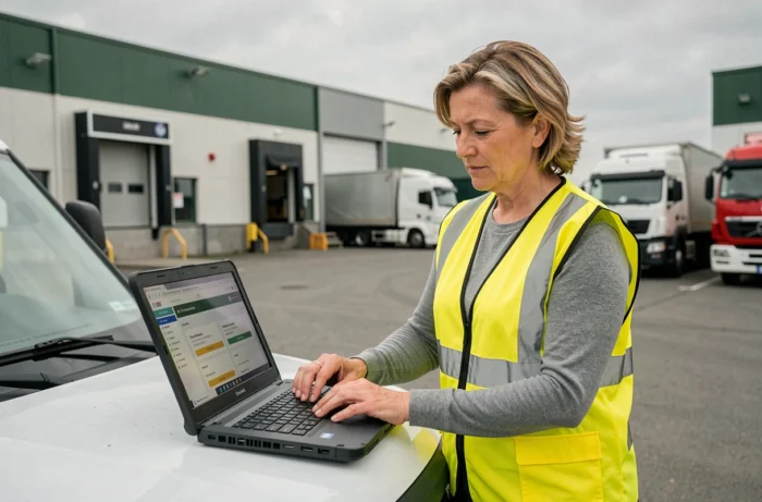Responsable achats industriels recherchant des partenaires fournisseurs en ligne depuis un site logistique extérieur