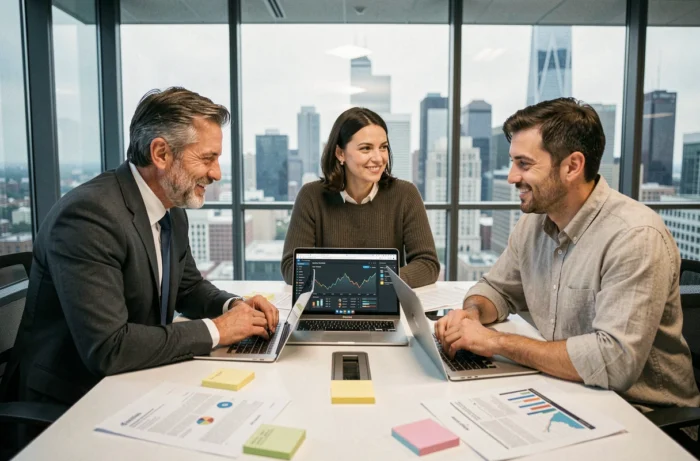 Équipe de professionnels collaborant sur les stratégies et tendances d'entreprise pour 2024