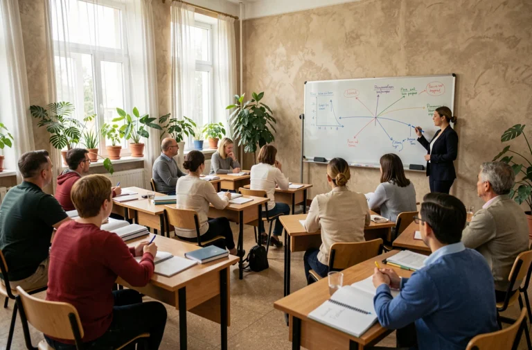 Vue d'ensemble d'une salle de classe moderne illustrant les étapes clés de la didactique et leur impact pédagogique